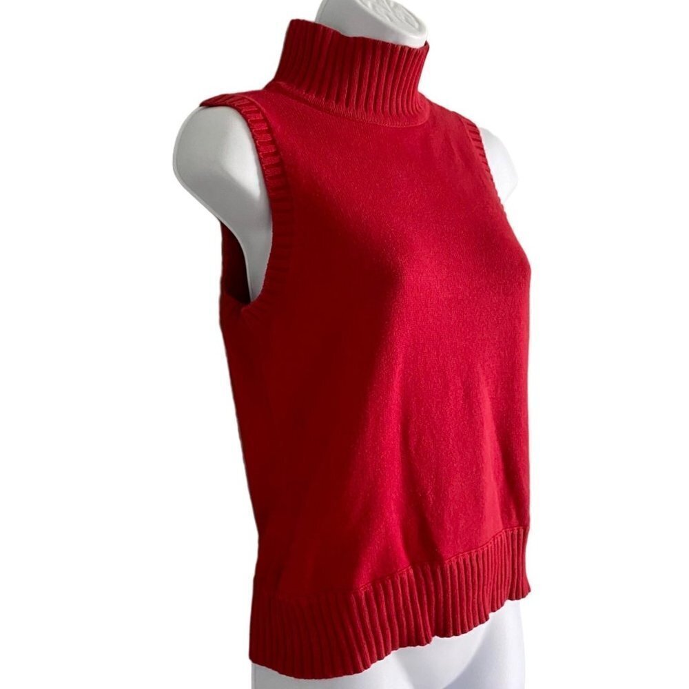 Tommy Hilfiger Red Mock Neck Sleeveless Sweater Women Small Vintage - Picture 2 of 8